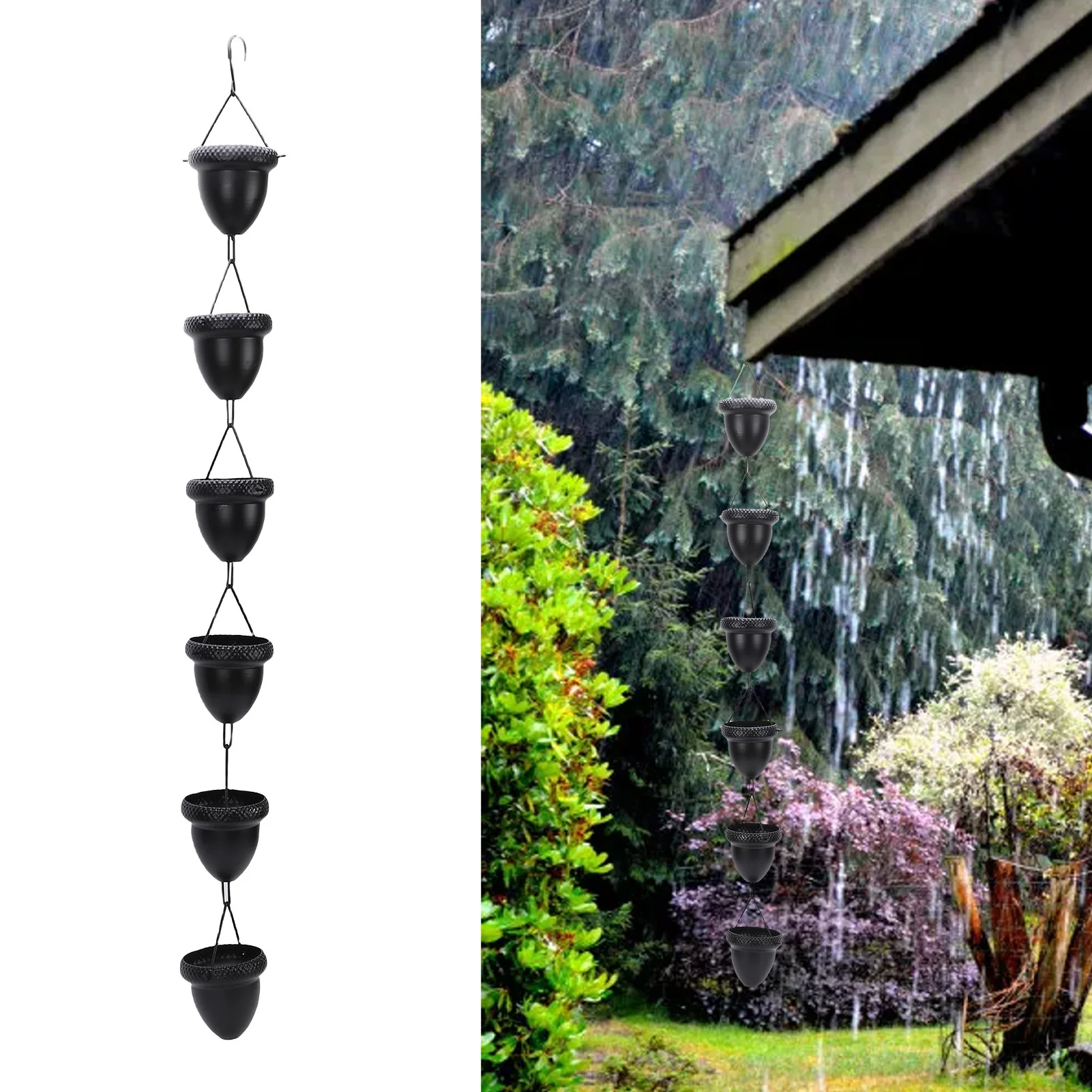 Garden Rain Chain Acorn Design 1m Length Iron Decorative Hanging Rainwater Chain For Porch Balcony Courtyard