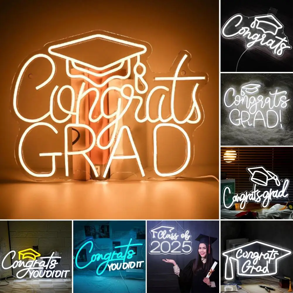 LED Neon Sign Congrats Grad Graduation Party Decoration Adjustable  Usb Powered Led Neon Graduation Sign Lamp Gift for Class