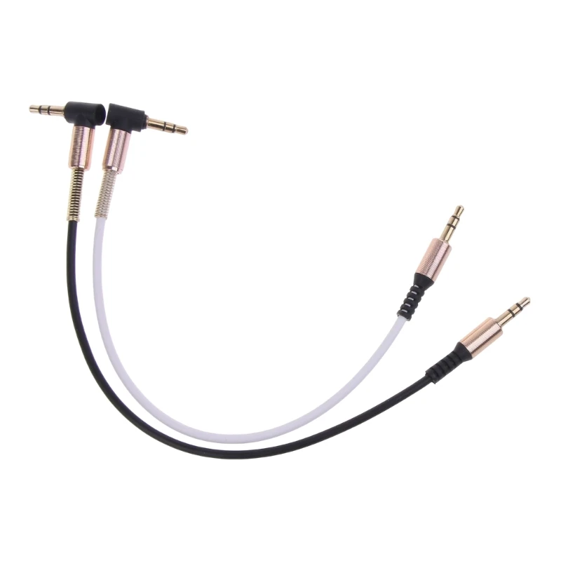 

25cm Cable 3.5mm Male to Male 90 Degree Car AUX Line Wire 3-pole