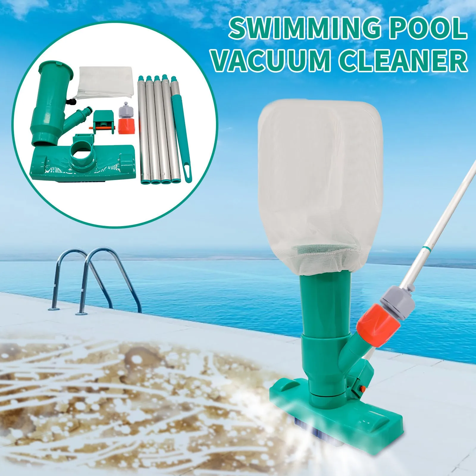 Portable Swimming Pool Floor Vacuum Cleaning With Rods Pool Cleaner Excellent Cleaning Pool Bottom Pool Cleaning Accessories