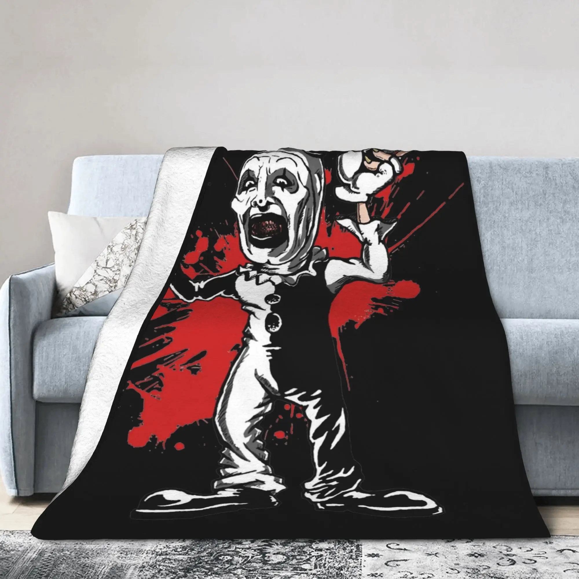 Terrifier    Art The Clown Coral Fleece Plush Throw Blanket Horror Movie Blanket for Bed Office Super Soft Bed Rug