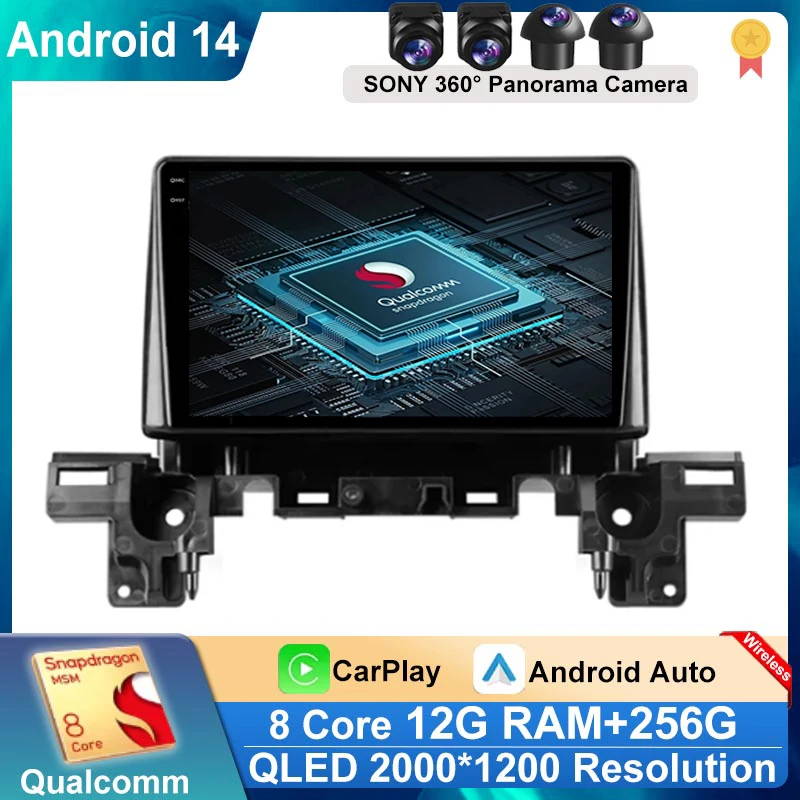 

For Mazda CX-5 2 II KF 2017-2023 Car Radio Carplay GPS Navigation Android 14 Auto 5G Wifi Stereo Multimedia Player No 2din