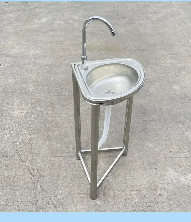 Hot SalesThickened Stainless Steel Triangular Basin With Bracket, Fan-shaped Washbasin, Floor Sink, Kitchen Balcony, No Punching