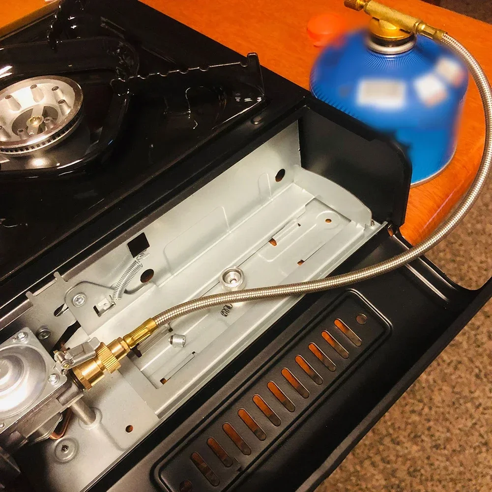 Copper Camping Stove Adapter Gas Converter Cassette Furnace Stove Connector Auto Shut Off Conversion Parts