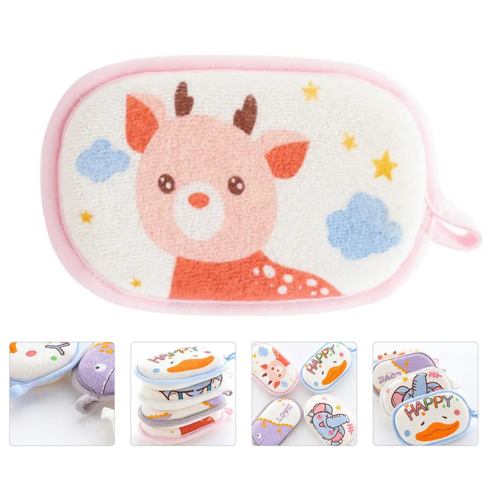 1 قطعة حمام الطفل الإسفنج الترا لينة مادة القطن منشفة سطح الكرتون نمط مكافحة الإفلات حزام معلق حبل الوليد طفل #2