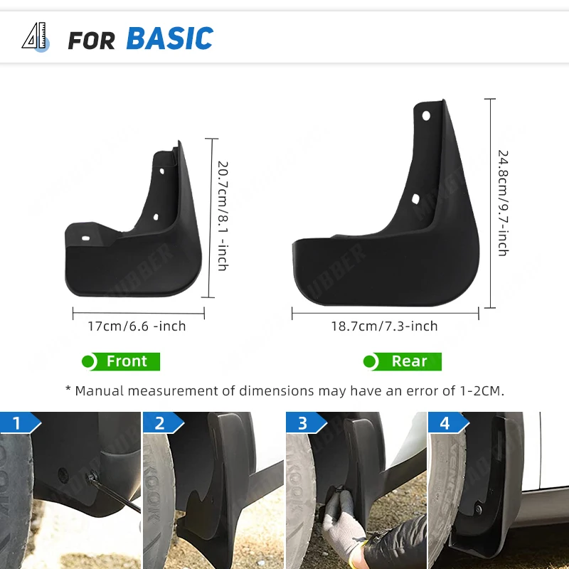 4Pcs Car Front Fender Flares Rear Splash Guards Mud Flaps Mudguards for Mitsubishi Lancer EX 2008 2009 2010 2011 2012 2013