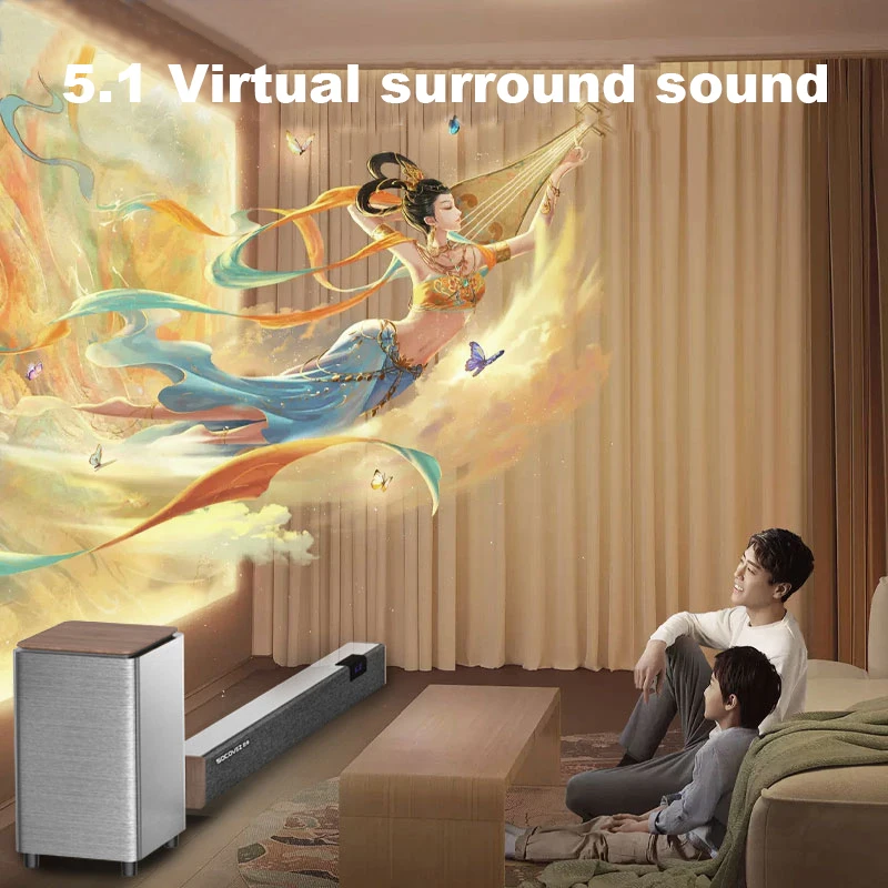 Bluetooth Wireless Soundbar With Dual Wireless Microphone & Independent Subwoofer Wood And Plastic Material For TV