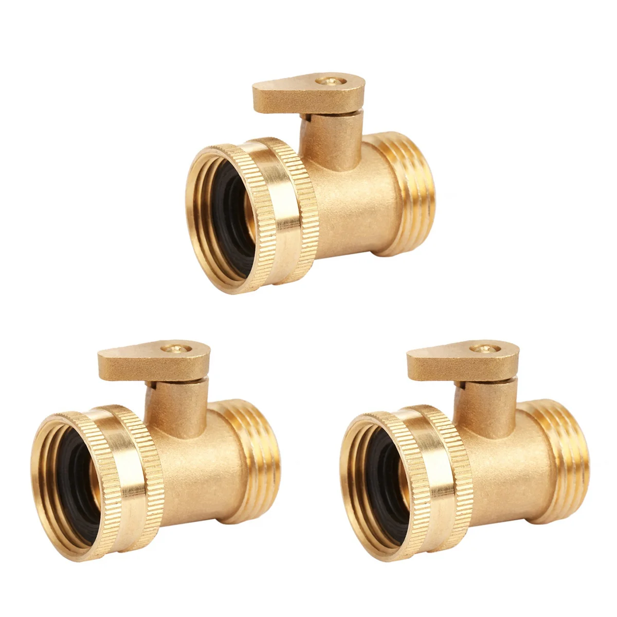 

3X 3/4 Inch Garden Hose Water Pipe Connector Brass Valve Faucet Taps Splitter with Shut Off Switch