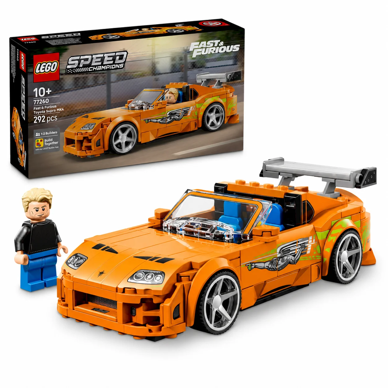 LEGO ®   Speed Champions, Toyota Supra MK4 de Fast & Furious, Coche Icónico de Fast & Furious, 292 Piezas, 77260