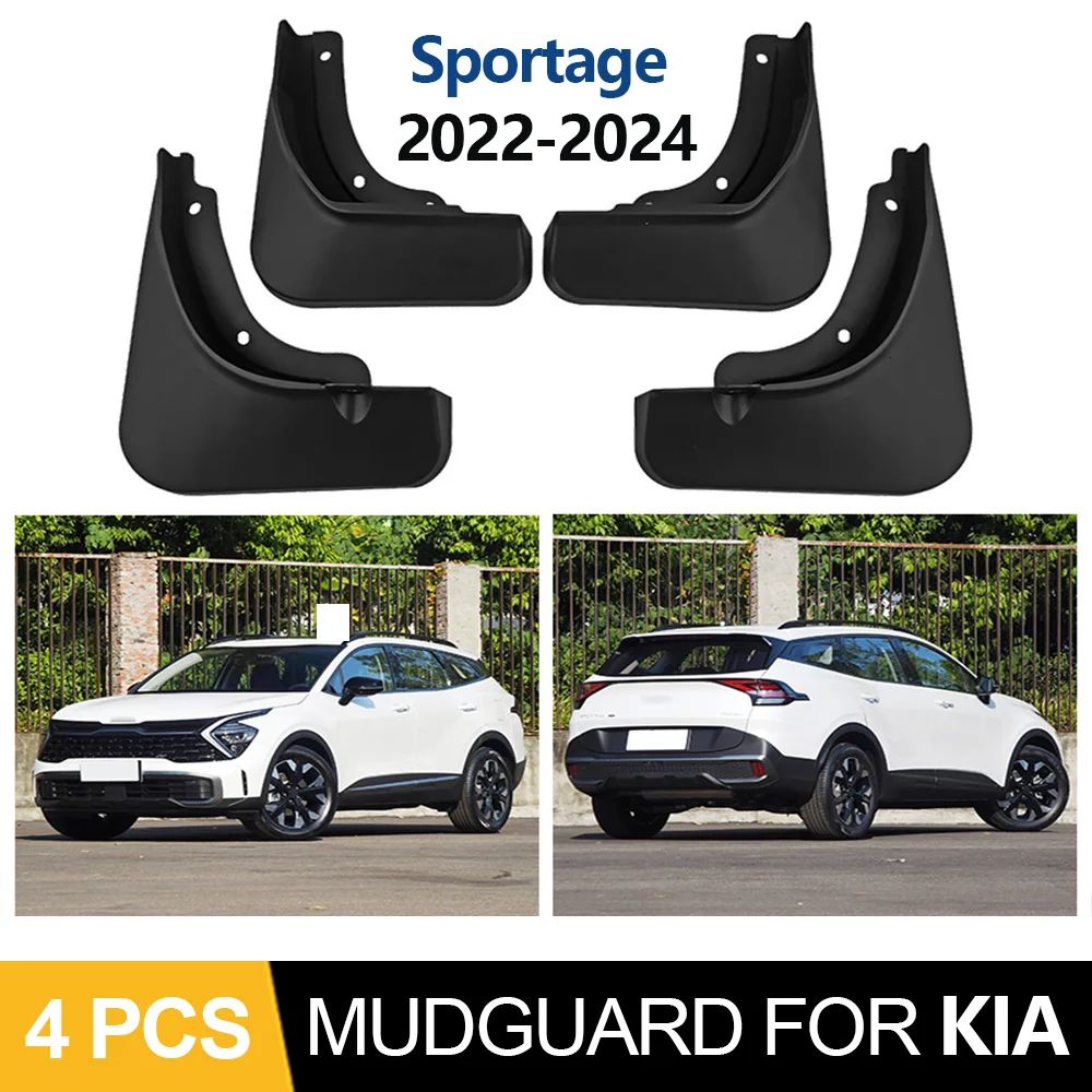 

4PCS Black Plastic Mudguards set for Kia Sportage 2022 2023 2024 Accessories Mud Flaps Splash Guards Front Rear Wheels Fender