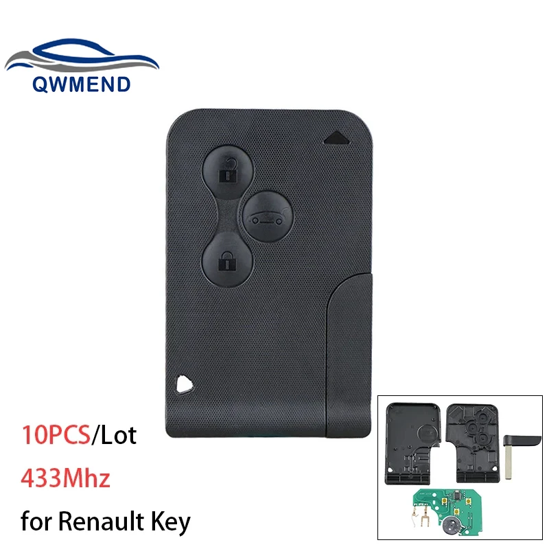 

10PCS 433Mhz Remote Car Key for for Renault Megane II Scenic II Grand Scenic 2003-2008 3 Buttons for Renault Key PCB Ultrasonic