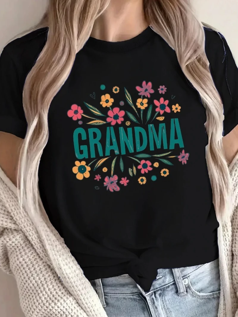 Camiseta divertida con estampado de letras de abuela, camiseta informal de manga corta para mujer, camisetas de verano de manga corta, ropa de calle Harajuku