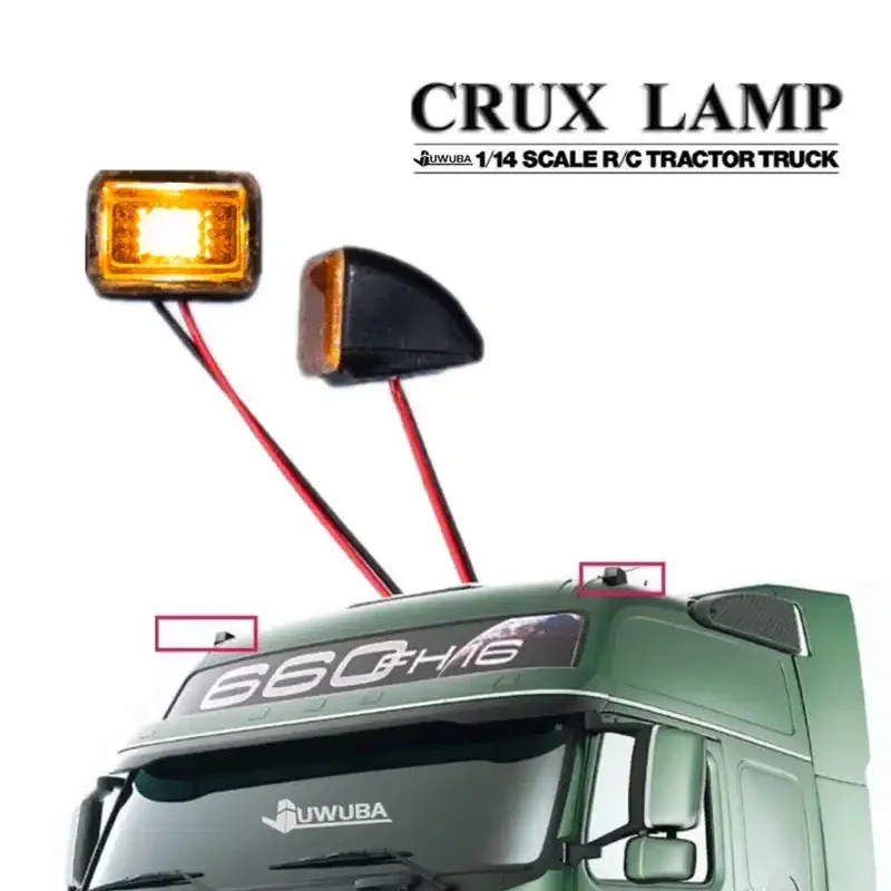 

2pcs LED Width Light Roof Lamp Spotlight For 1/14 Tamiya Rc Tractor Truck For Scania 770S R620 Volvo Fh16 Benz Arocs Man Tgx