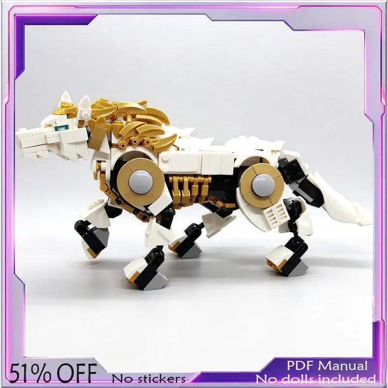 353PCS Mechanical Dire Wolf Robot Model Custom MOC Building Blocks DIY Creative Assembly Toy Display Stand Educational Gift