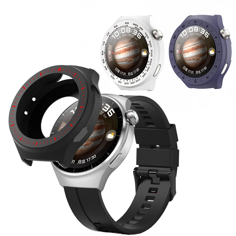 สายนาฬิกาซิลิโคนกรอบวงแหวนแบบนิ่มกรอบป้องกันสำหรับ HUAWEI WATCH 4 Pro บั๊มเปอร์สาย Watch4ริสแบนด์