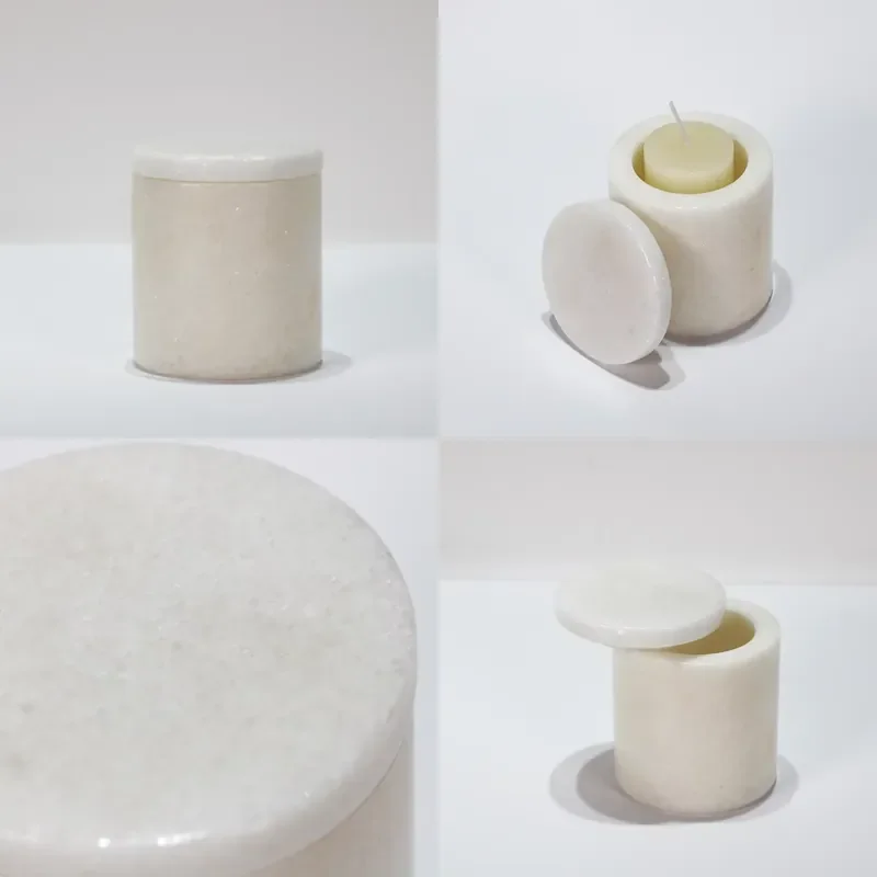 for  Modern Marble Stone Candle Holder with Lid  Home Decoration