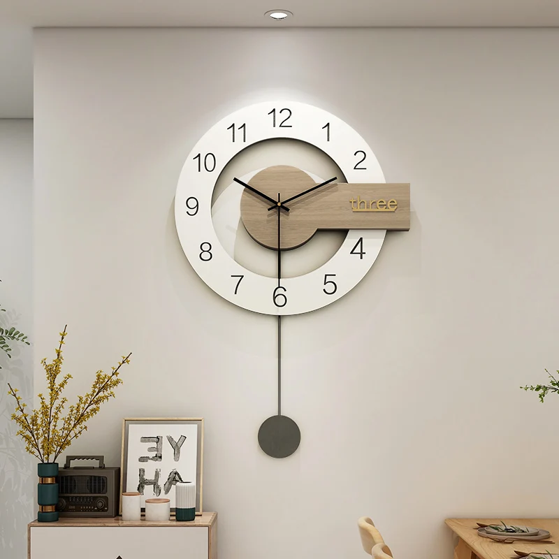 Wooden Art Clock Wall Clock Living Room 2025 New Bedroom Wall Clocks Light Luxury High-end Atmospheric Mute Clock