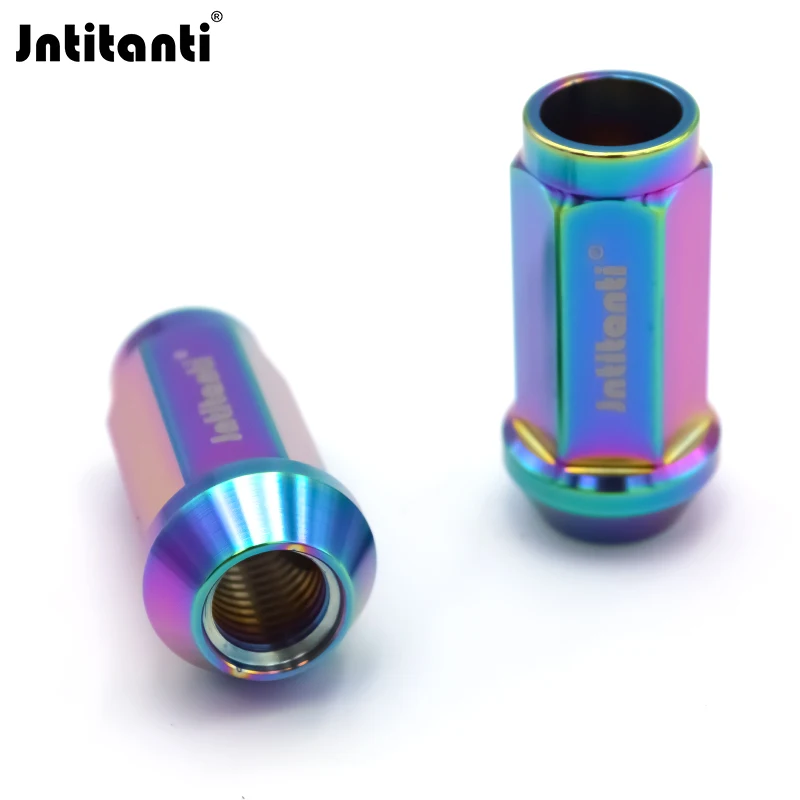 Jntitanti Lug nutM14*1.5*35/45mm Gr.5 titanium lug nut  cone seat racing parts open ended wheel nut for Tesla VW AUDI racing car