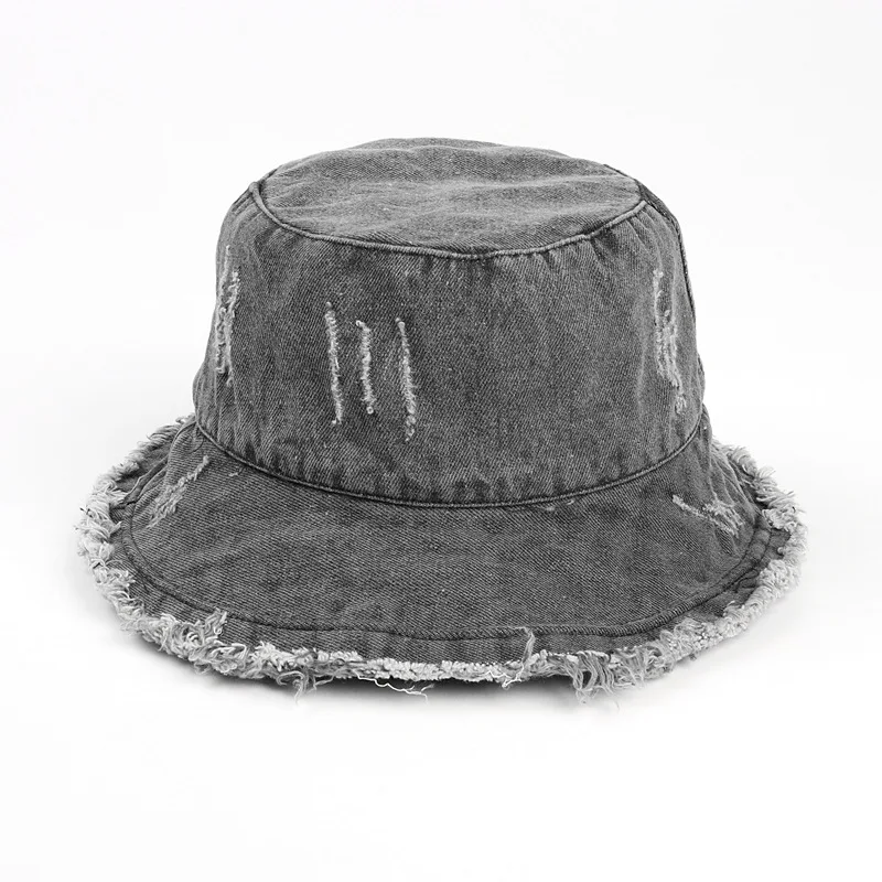 New Denim Bucket Hat with Frayed Edges Fisherman Cap Hats for Women Gorro Sun Fishing Caps Gorras Casquette Gorra Muts Chapeau