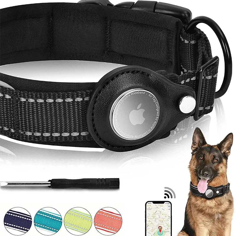 For Outdoor Airtags Dog Collar with GPS Finder Anti-lost Loop Collar Pet Case for Apple Airtags Locator Tracker Dog Accessories