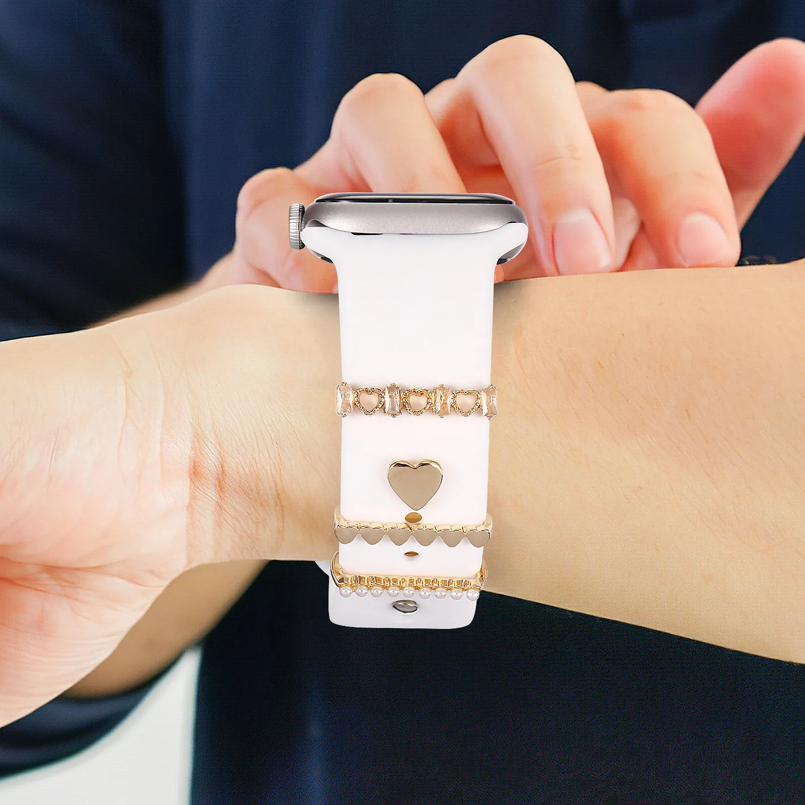 

8Pcs Watch Strap Charms Metal Decoration Stylish Loop Ring for Smartwatch Band Accessories Watchband Charms Watch Strap Charm