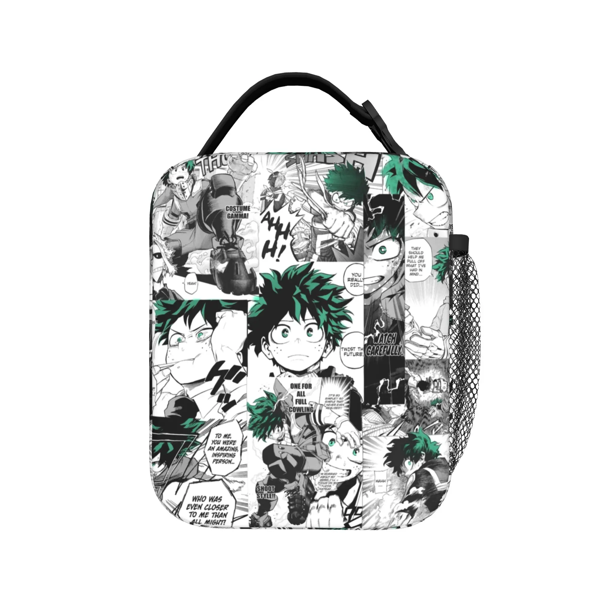 Deku Manga Collage Insulated Lunch Bag Cooler Bag Reusable,Meal Container MHA High Capacity Tote Lunch Box Bento Pouch School