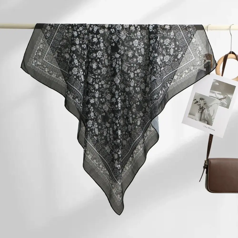 

Square Shape Floral Printed Scarf Breathable 110cm Size Voile Scarf Malaysia Style Versatile Muslim Women Hijabs Muslim Women