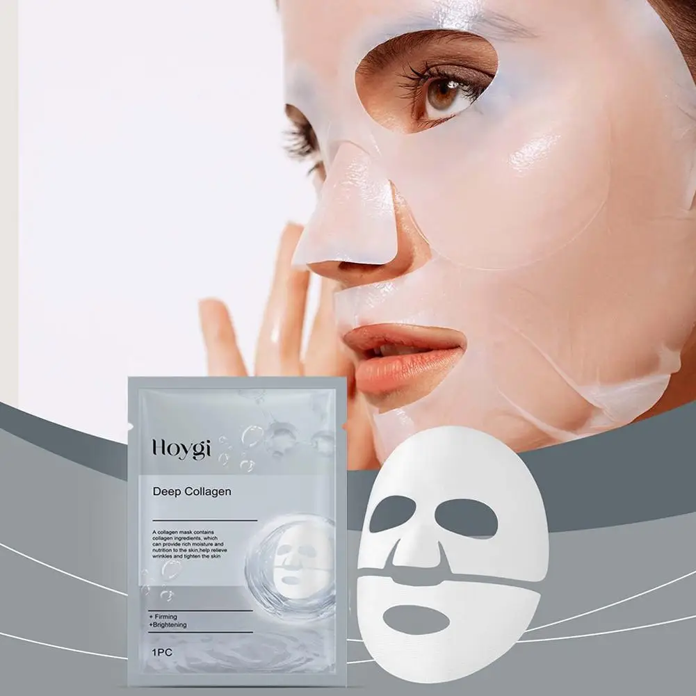 1Pcs Collagen Face Mask Moisturizing Firming Hydrating Sheet Acid Face Skin Facial Hyaluronic Care Brightening A3E2