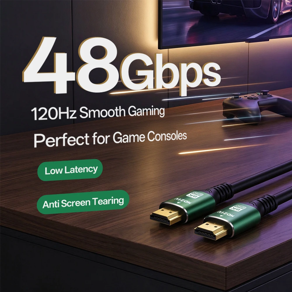 8K HDMI 2.1 Cable 48Gbps High Speed 8K@60Hz 4K@120Hz eARC Dynamic HDR 3D Gold Plated for PS5 Xbox TV Monitor Projector 1.5m-5m