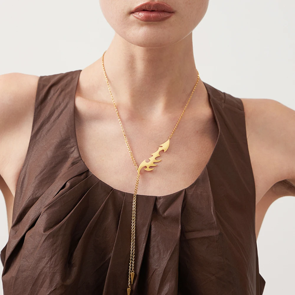 

ENFASHION Pendants Snowflake Chain Necklace For Women’s Stainless steel 18K Gold Plated Fashion Delicate Jewelry Dating P223335