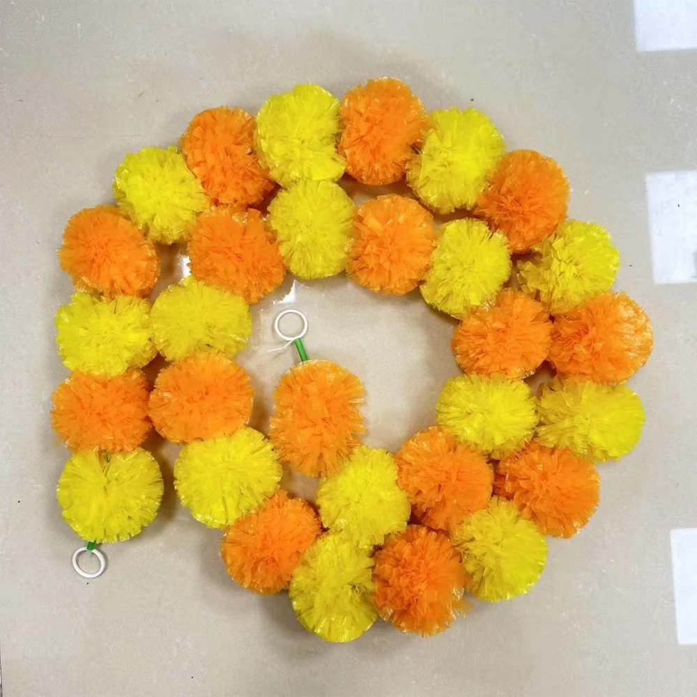 1 Stück Künstliche Ringelblumen-Girlande 1,5M für Party-Diwali-Dekoration Lange Stränge Ringelblumen Hochzeits- und Weihnachtsdekoration – Detail 4