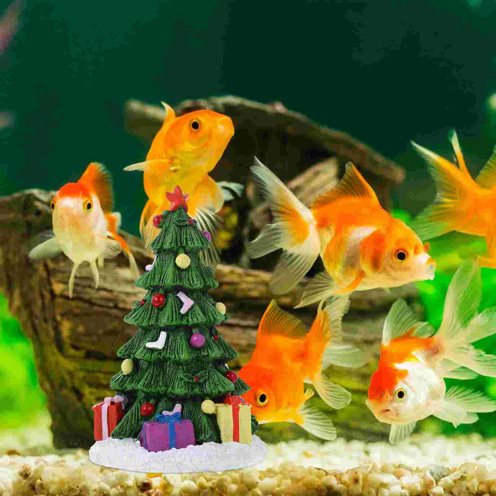 Fish Tank Christmas Decoration Accessories Pellet Fake Trees Household Aquarium Resin Strainer