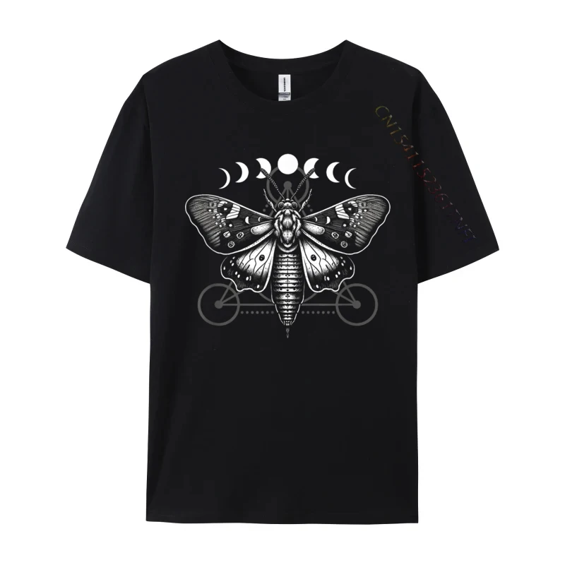 Moth Moon Cycles And Sacred Geometry Wiccan Nature Goth Design T-Shirts Casual Discount Combed Cotton Tops Tees Customized