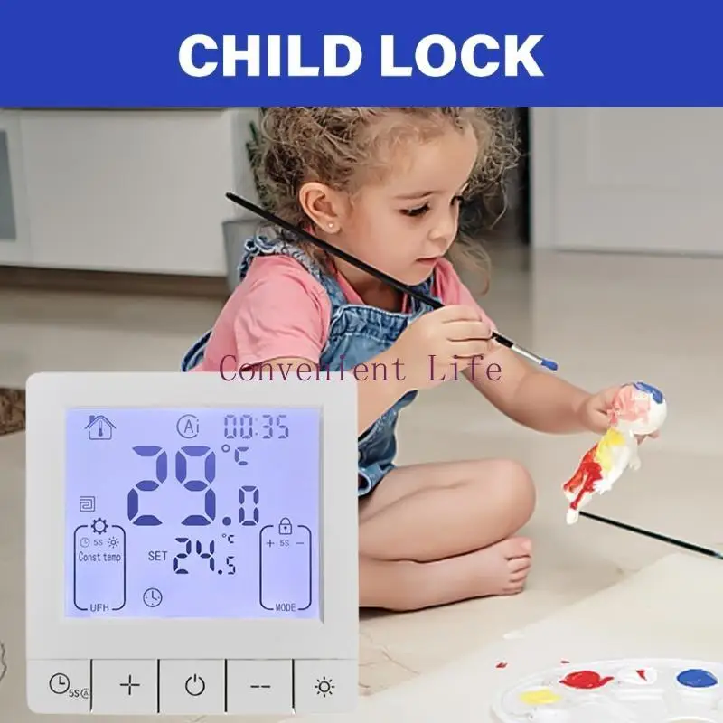 L1EE 25A ترموستات غرفة قابل للبرمجة ترموستات جداري ذكي مع شاشة LCD خلفية للتحكم في درجة الحرارة #1