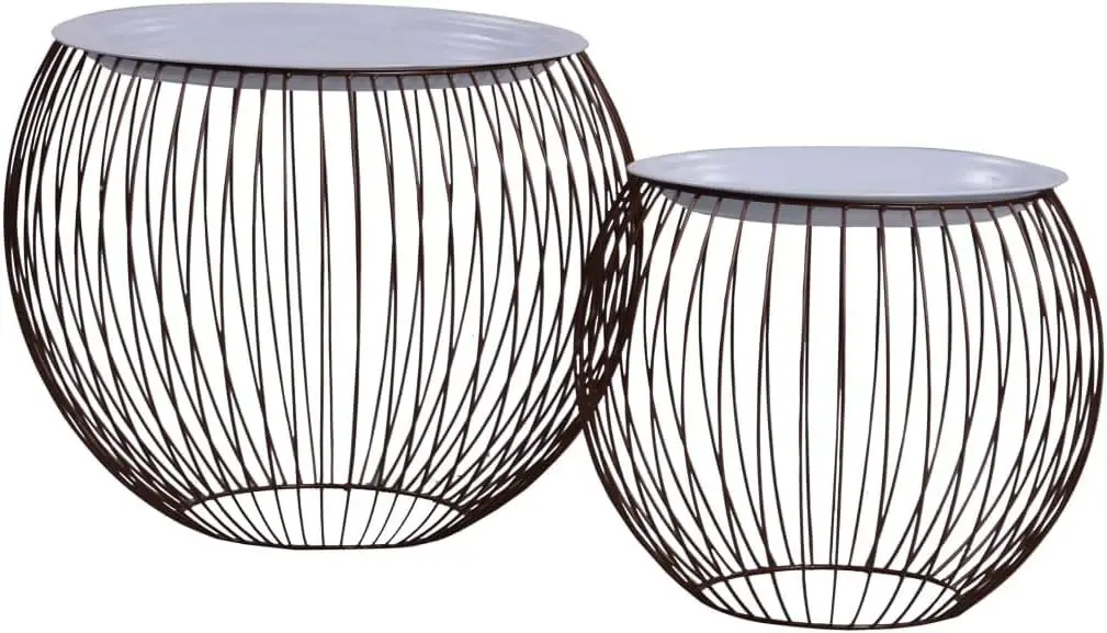 Armazenamento Basket Cocktail Table, mesa de cabeceira, Light Stand, Telefone Stand,Snack Table, suporte de planta, 2 pcs