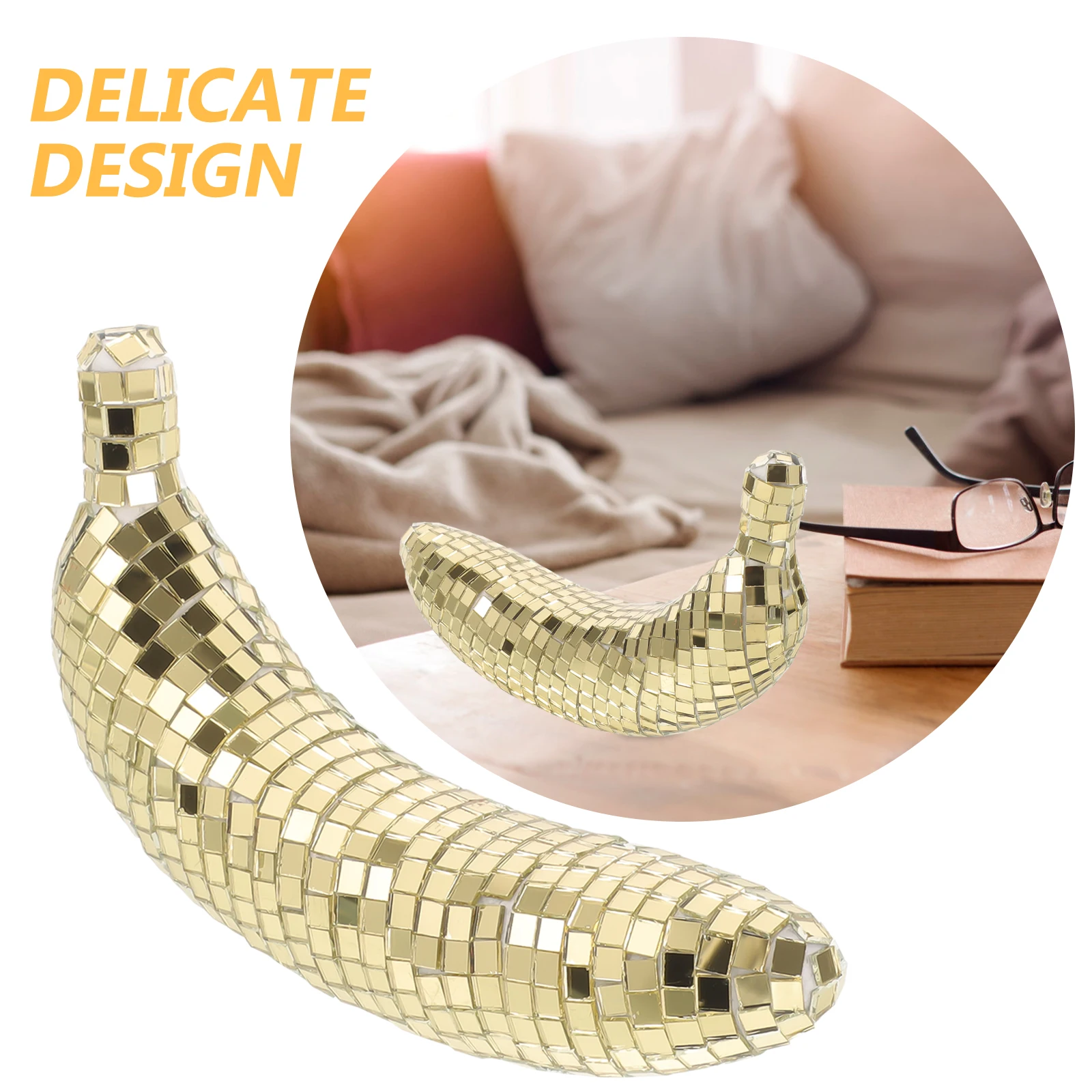 

Banana Ornament Mirror Surface Disco Fruit Decorative Home Kitchen Bedroom Desktop Decoration Party Supply Tabletop Decor