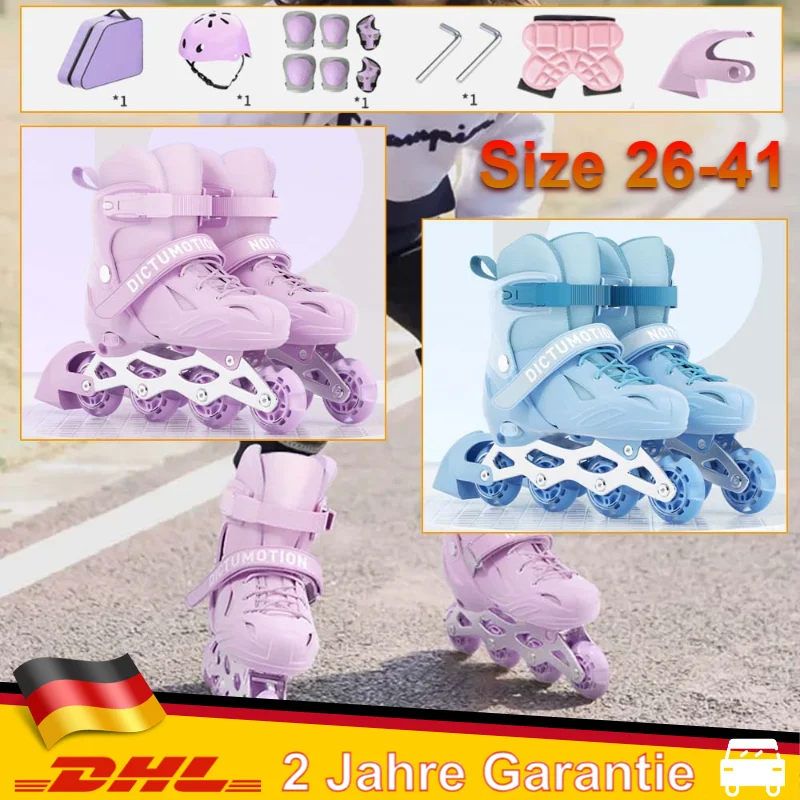 Inline-Rollschuhe für Jungen und Mädchen, blinkende 4-Räder-Skateschuhe für Damen und Herren, Erwachsene, Outdoor-Skating-Turnschuhe, verstellbare Größe 26–41