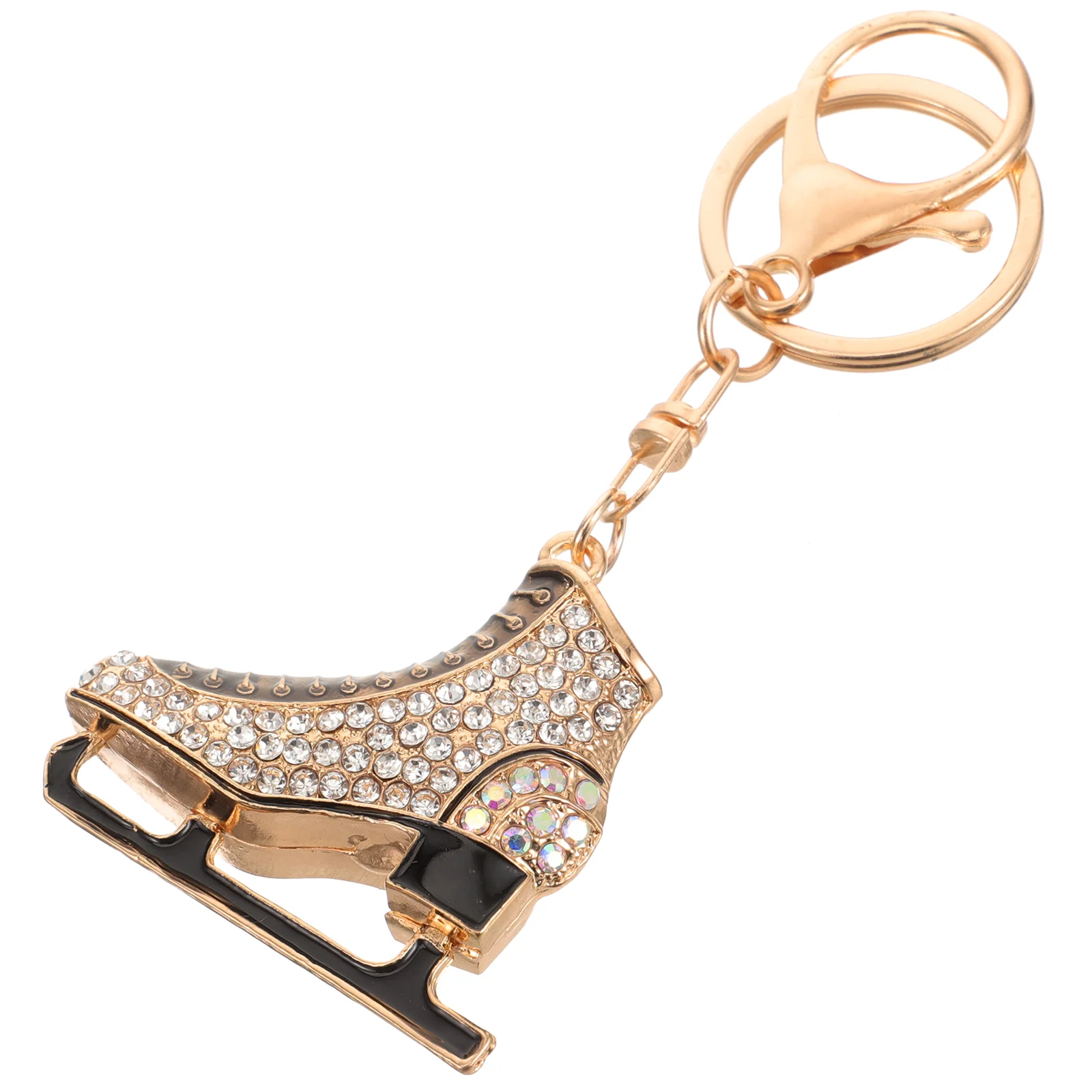 Car Key Chain Pendants for Women's Cars Bag Charm Decorate Golden Rhinestones Skating Miss