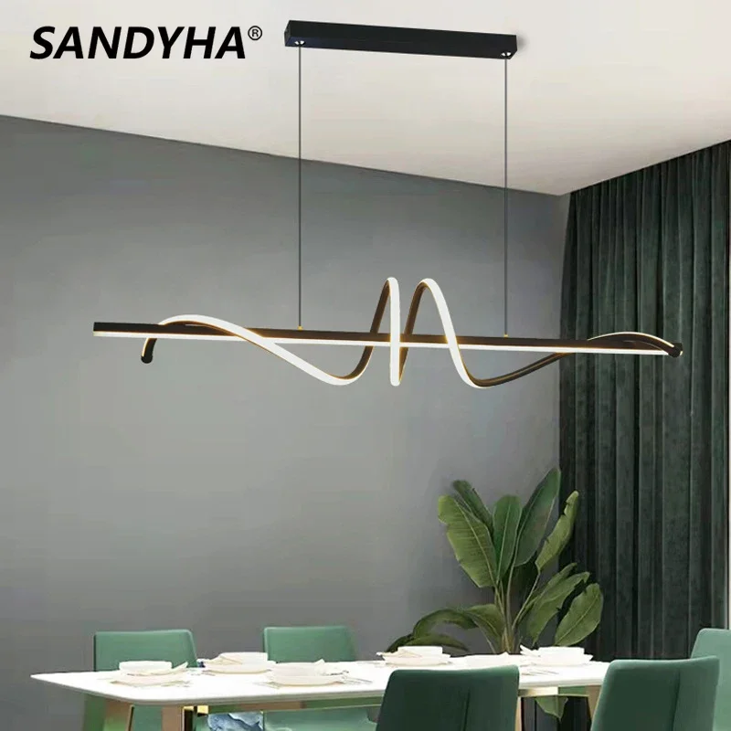 

SANDYHA Modern Simple LED Chandelier Creative Personalized Single-Head Glass Pendant Lamp for Living Room Bedroom Home Deco