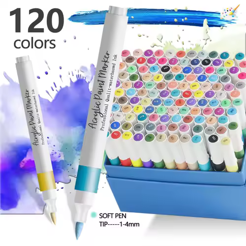 12/24 Colors Soft Headed Different Color Acrylic Marker Pen, Color Art Graffiti Pen, Waterproof, Opaque, Water-Based Soft Headed - Image 13
