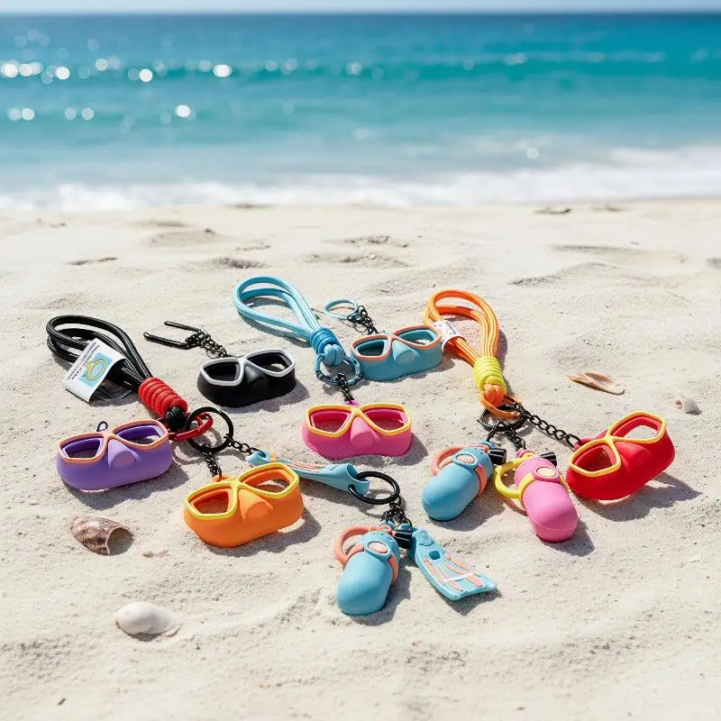 1 Stück Sommer-Tauchausrüstungs-Schlüsselanhänger, Flossen-Masken-Set, Niedlicher Strand-Ozean-Stil Taschenanhänger für Taucher, Alltags-Accessoire – Detail 8