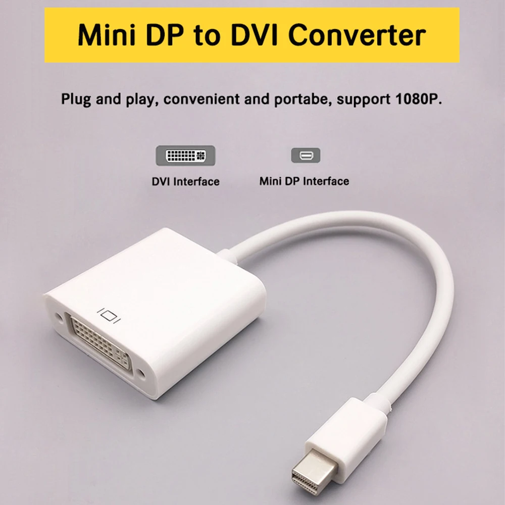 Mini DP to DVI Adapter Male to Female Thunderbolt Mini Display Port DisplayPort V1.2 to DVI Connector