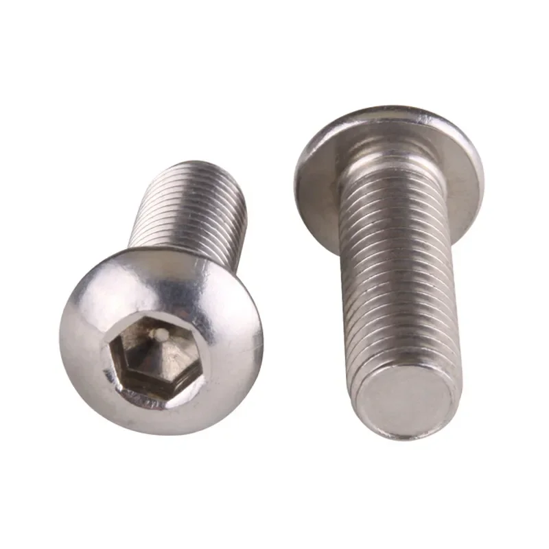 100pcs Mushroom Half Round Head Screw M2 M2.5 Allen Bolt Hexagon Socket Hex Head Bolt GB70.2 A2 304 Stainless Steel  L=4-10mm