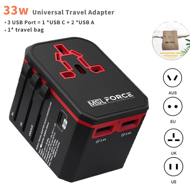 

33w charger world plug c type fast Chargers usb c adapter for cell phone Xiaomi samsung one plus Quick charge travel adapter