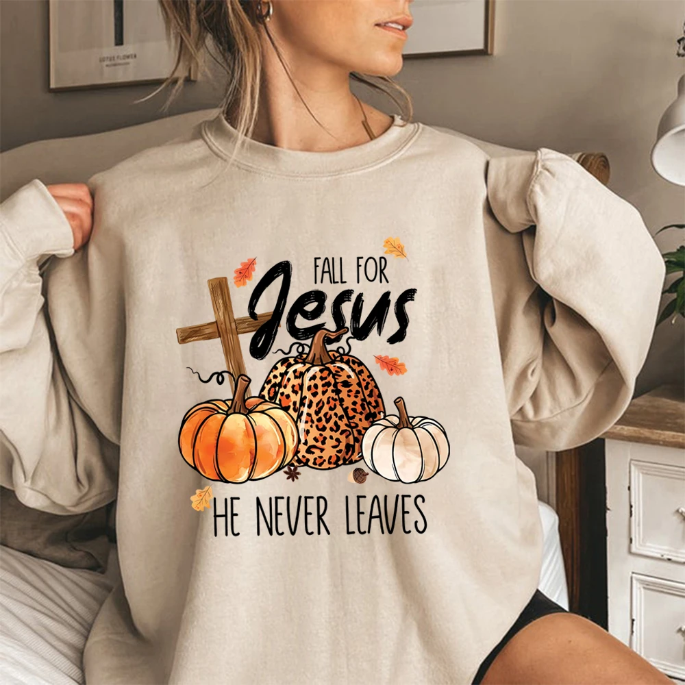 

Осенний свитер для Иисуса, он никогда не листья, осень для Иисуса, толстовка с тыквой, осенняя леопардовая рубашка с тыквой, модные толстовки с круглым вырезом