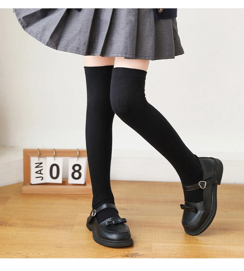 Winter-Herbst Mädchen Weiche Baumwoll-Warme Kniestrümpfe Atmungsaktive Baby-Kinder-Overknee-Socken Hautfreundliche Schüler-Kinder-Langsocken – Detail 14