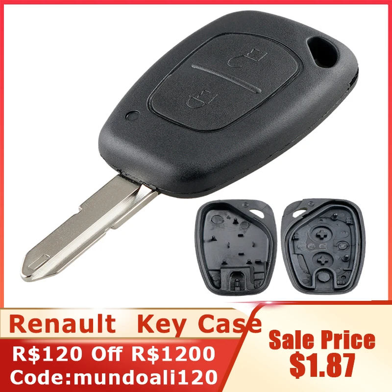 

2 Buttons Replacement Car Remote Key Shell with 206 Blade Fit for Renault Traffic Master Vivaro / Movano / Kangoo