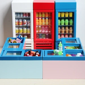 Miniatur Dolhinhase Ice Cream Gefrierschrank, Mini -Modell -Kühlschrank, Spielspielzeug, Supermarktmöbel, Puppenzubehör, Skala 1:12 8 Hauptverkäufe Gefrierschrank für Eiscreme - №3