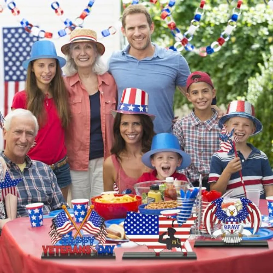 3 шт., настольный топпер на день памяти ветеранов, центральный набор украшений, счастливый день ветеранов, храбрый солдат, съемный деревянный декор 11