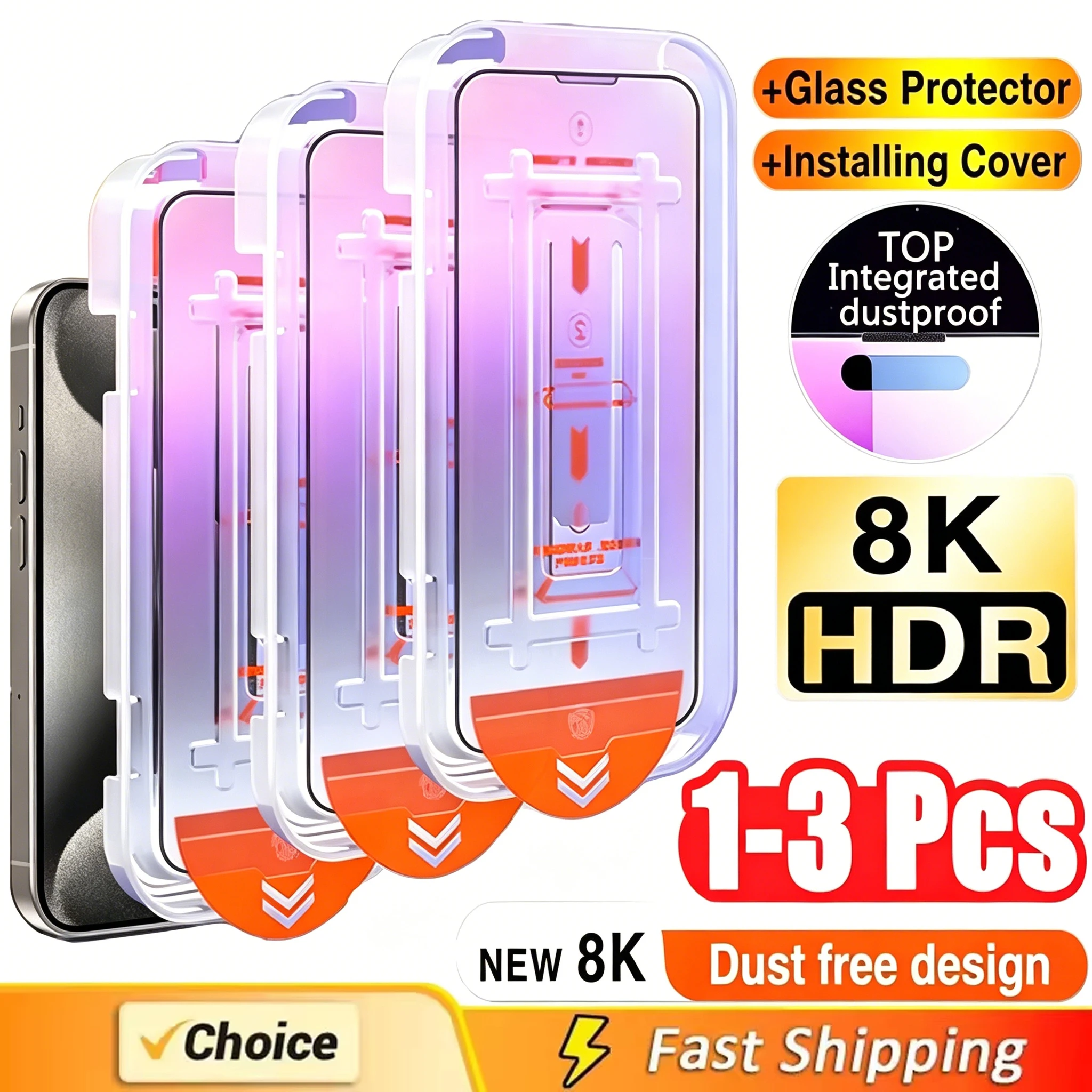 

Easy Installation Screen Protector For iPhone 17 Pro Max 16 15 14 11 12 13 Mini Air SE XS Max XR X 7 8 Plus Tempered Glass Film